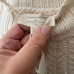 NWT beautiful size L Le Maille Sezane cream colored cable knit sweater